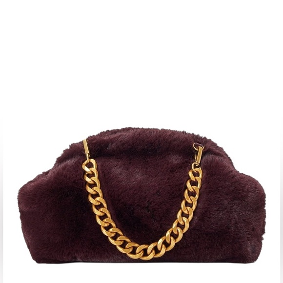 Scoop Women's Faux Fur Clutch with Chain Handle,‎ Purple - Picture 1 of 4